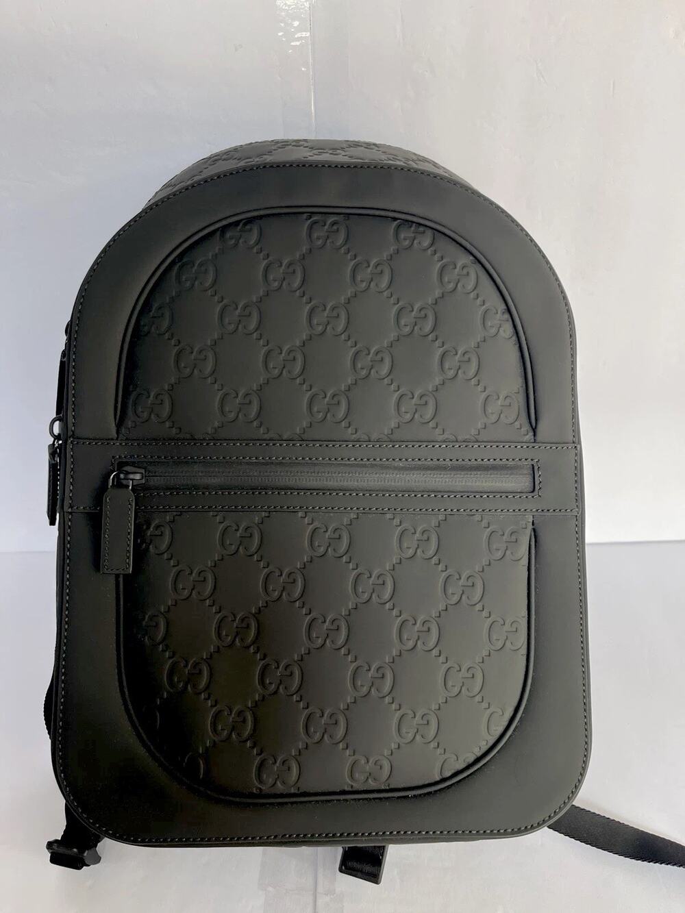 Gucci Black Leather Rubber Effect Monogram Backpack - $2750 - Authentic - New